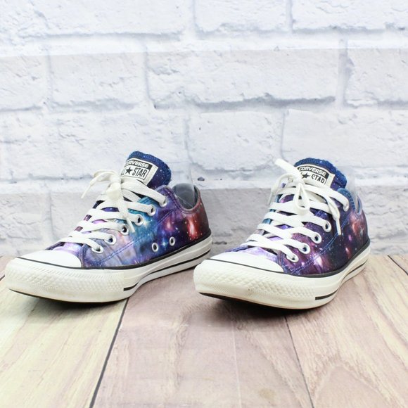 Converse All Star Multicolor Satin Galaxy Sneakers Low Top Shoes Size M 5 / L 7 - Picture 2 of 9